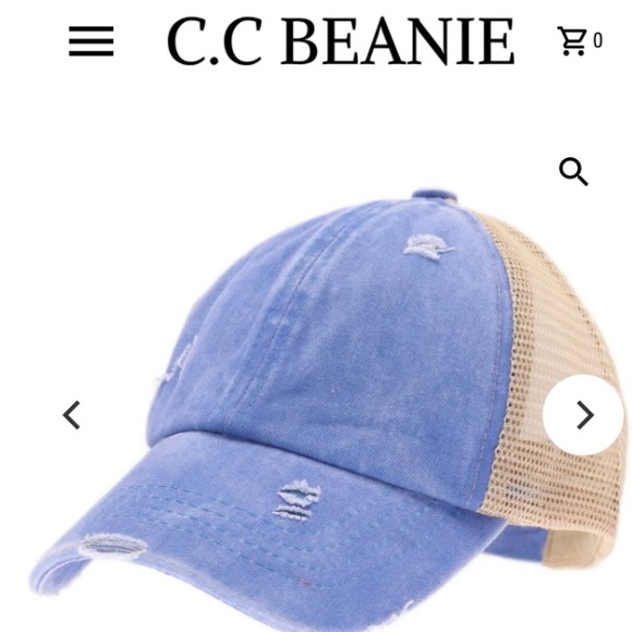 C.C BEANIE BLUE DISTRESSED CRISS CROSSED PONYTAIL BASEBALL CAP, WOMEN, ADULT - Picture 9 of 11
